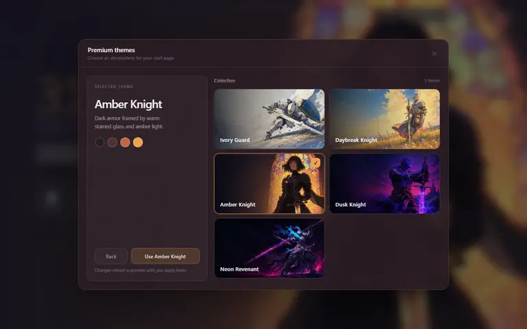 Mist theme picker with the illustrated signature themes